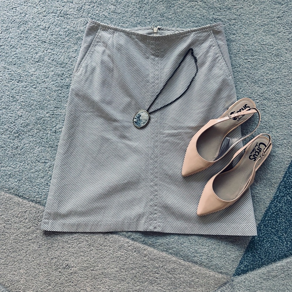 Banana Republic Grey and Cream Stripe A-Line Skirt - Picture 3 of 8